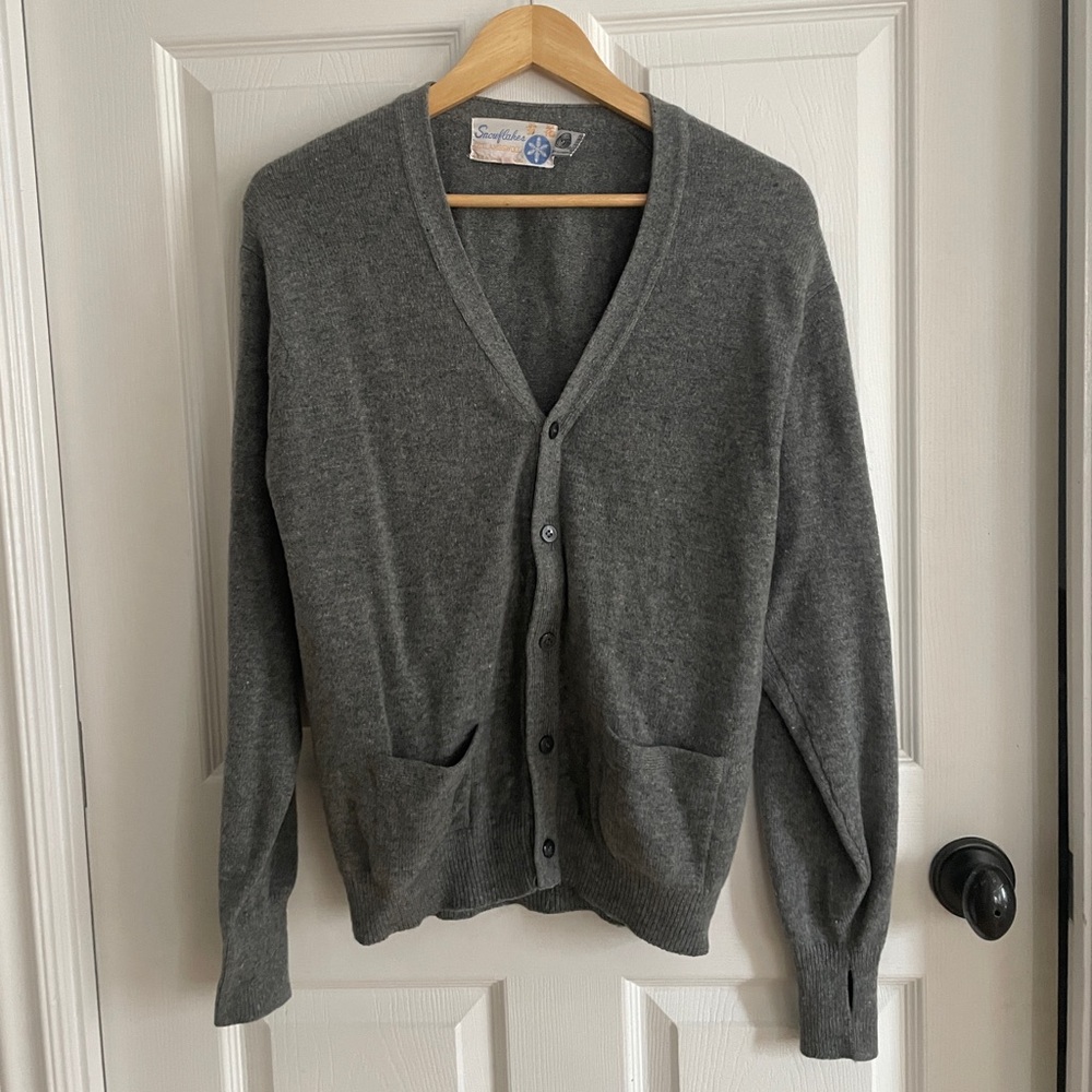 Grey Pure Lambswool Cardigan